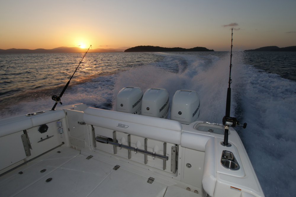 Boston Whaler with Triple Mercury Outboards