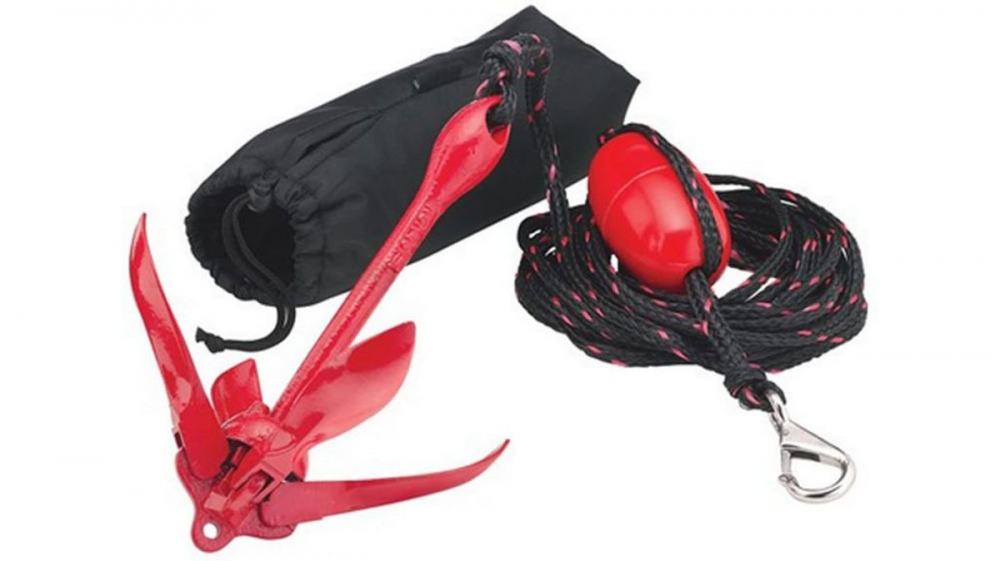 Folding jet ski anchor kit also comes in plastic, or plastic coated.