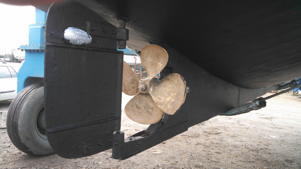 Underside of moored boat