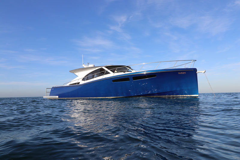 The beautiful Cape 50 at anchor