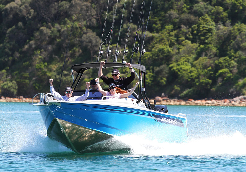 The walk through windscreen leads from a convertible well proven bowrider boat or a stable casting platform